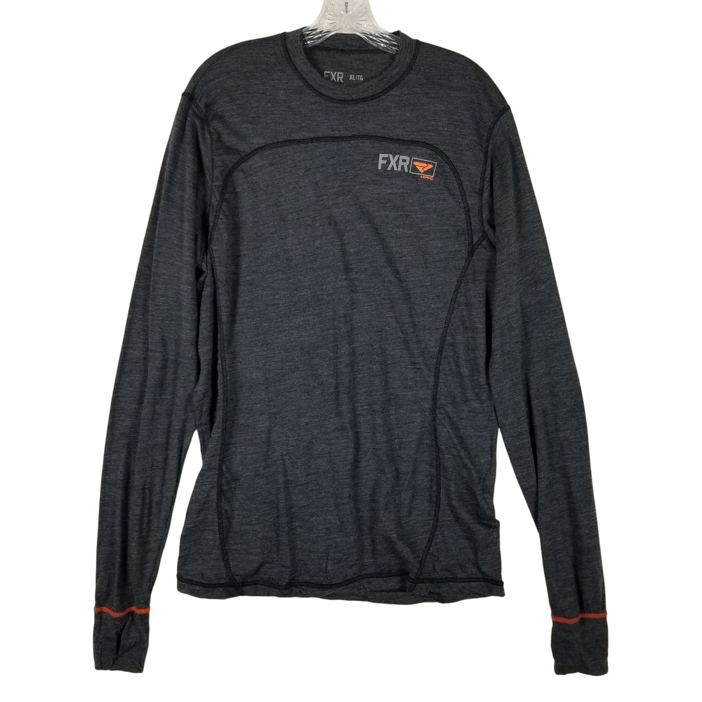 FXR Base Layer Top Mens XL Gray 100% Merino Wool Long Sleeve Thermal Shirt